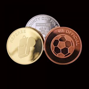Devon County FA Commemorative Coins were produced in gold, silver and bronze by Medals UK - Rated as Excellent. Great Service in Testimonial from the client - "Excellent. Great Service"