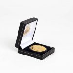 New Life Commemorative Coin - 38mm Gold Minted Anniversary Coin with a black presentation case. Rated as First Class Product from Medals UK reviewer