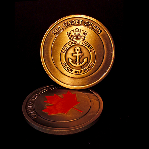 The gold antique 50mm Sea Cadet Corps Commemorative Coin for Canada Trophy Winners