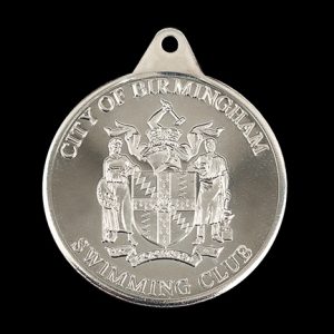 City of Birmingham Swimming Club sports medal - 38mm silver minted City of Birmingham Swimming Club Crest awards medal - Medals UK