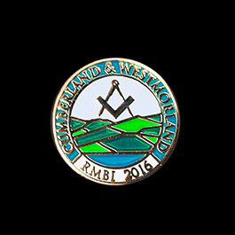 Cumberland and Westmoorland Masons Lapel Pin and cuff links RMBI 2016 15mm Gold Enamelled Cufflinks - Medals UK