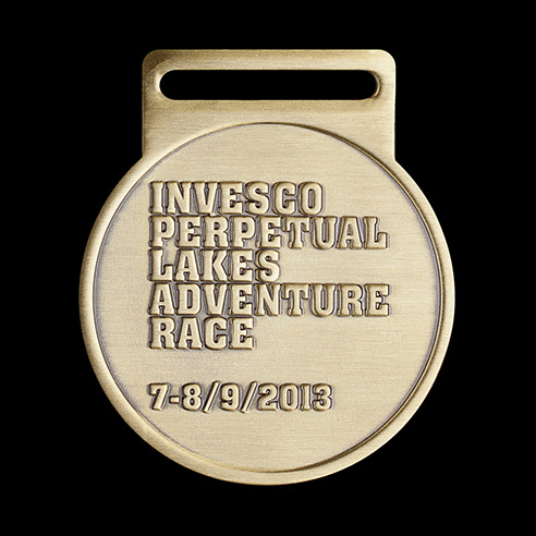 Invesco Perpetual Lakes Adventure Race 2012 50mm Gold Frosted/Polished Sports Medal