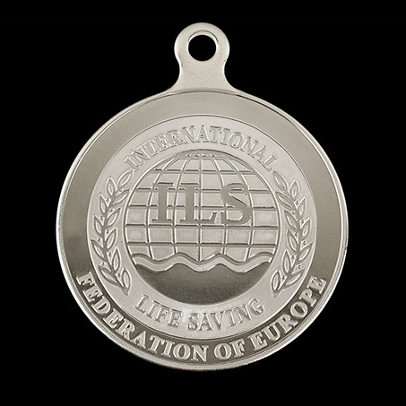 International Life Saving European Federation swimming medal - 50mm silver minted with ILS Crest custom made sports medal