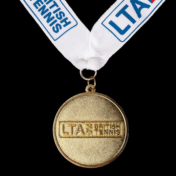 polished custom made sports medal with LTA logo - Medals UK