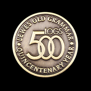Lewes Old Grammar School Lapel Pin - 500th anniversary commemorative pin - 25mm antique gold - by Medals UK