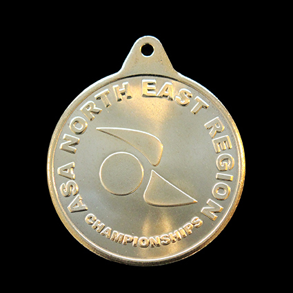 ASA North East Region Sports Medal - 38mm gold ASA North East Championships sports medal - Medals UK