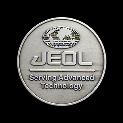 JEOL serving advanced technology medal - 60mm silver antique corporate medal - Medals UK