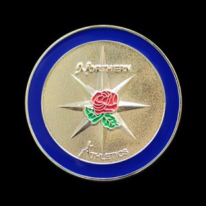 Northern Athletics Sports Medals - 50mm gold enamelled frosted polished bespoke sports medal