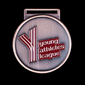 Young Athletics League Sports Medal - Custom made 50mm bronze enamelled antique bespoke sports medal