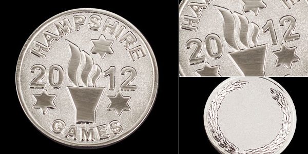 Hampshire Games Commemorative Coin 2012 - 38mm Silver Frosted Polished Commemorative Sports Coin Laurel Wreath - By Medals UK