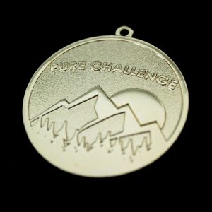Pure Challenge Charity Fundraising Medals 50mm in gold with frosted polished finish by Medals UK