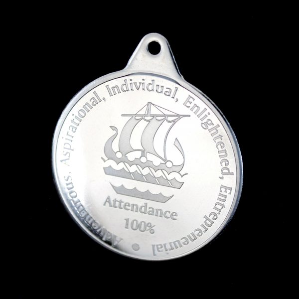 38mm Silver Minted Bright Galleywall Academy Education Attendance Medals for 100% Attendance by Medals UK