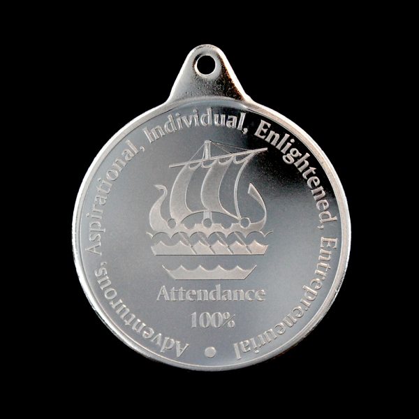 Galleywall Academy Education Attendance Medals - 38mm Silver Minted Bright Pendant for 100% Attendance by Medals UK
