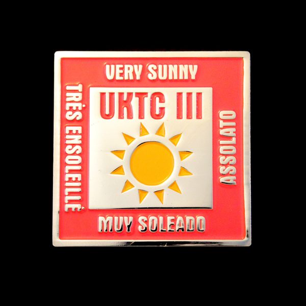 UKTC Commemorative Square Coins - 40mm Silver Enamelled Coin in Red featuring Sweltering Heat Message for UKTC III Naf Challenge