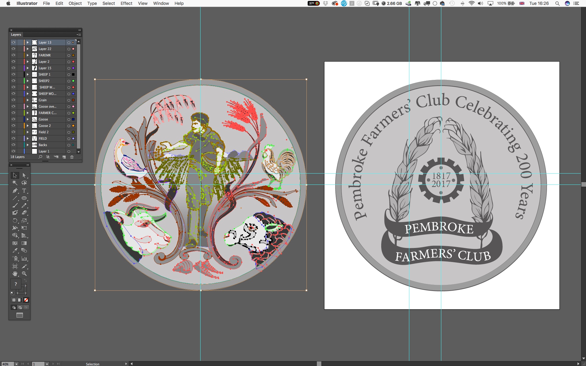 Pembroke Farmers' Club Coin - design illustration