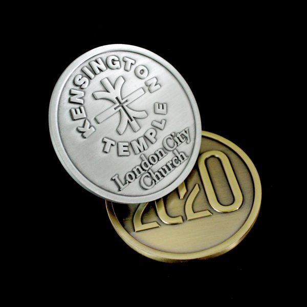 Bespoke Kensington Temple Commemorative Coins - 50mm Gold and Silver Antique Smooth Finish combination coins