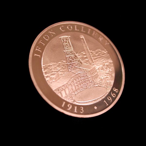 50mm Bronze Minted Bright Ifton Colliery Anniversary Coin Reverse