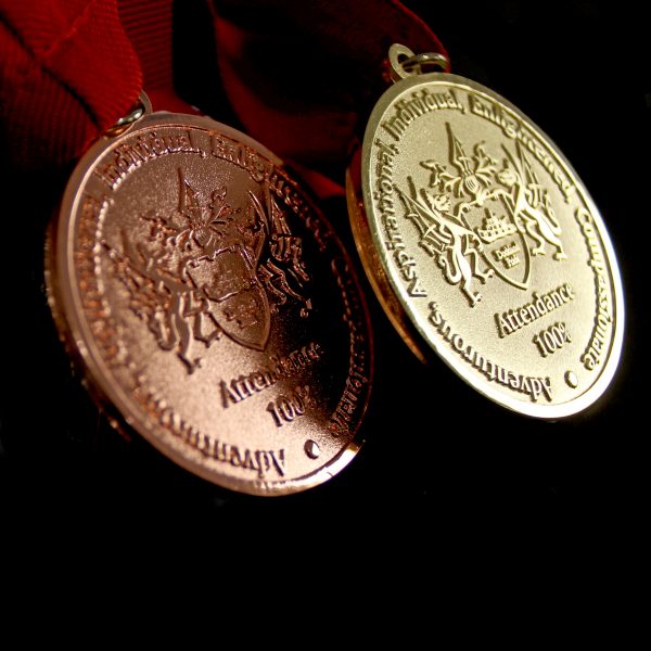 50mm Gold Bronze Frosted Polished Redriff Attendance Schools Medal