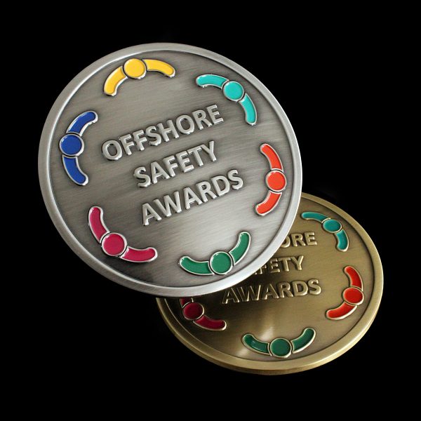 Offshore Safety Awards Medal gold and silver