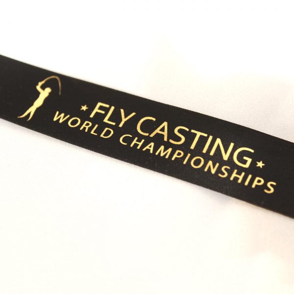 Close up of Fly Casting World Championships 2018 Sports Pendant Ribbon