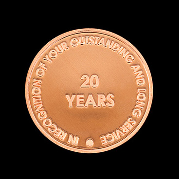 Ards Borough Council Anniversary coin - 38mm bronze minted 20 Years Service Commemorative Coin - by Medals UK