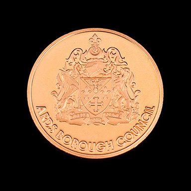 Ards Borough Council Anniversary coin - 38mm bronze minted 20 Years Service Commemorative Coin - by Medals UK-Obv