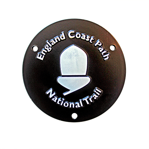 England Coastal Path medal - commemorative corporate gift medal for National Trail - 88mm Black Coated with White Print Medal - Medals UK