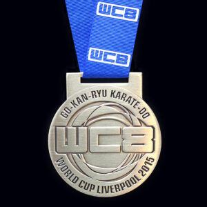 GKR WC8 2015 karate medal - 65mm Gold Antique Finished Custom Made Sports Medals - Medals UK