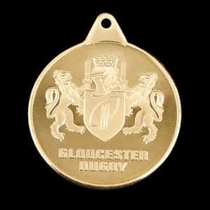 Gloucester Rugby Club sports medal - EDF Energy Under 14 schools cup - 38mm Gold Minted by Medals UK
