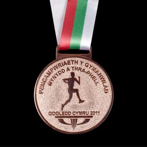 Hill Running World Cup 2011 - 60mm frosted/polished custom made sports medal with ribbon