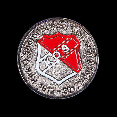 Kirk O Shotts Centenary Coin - 38mm Silver Enamelled Frosted Polished commemorative coin to celebrate 100th anniversary of the school - 1972-2012 - by Medals UK