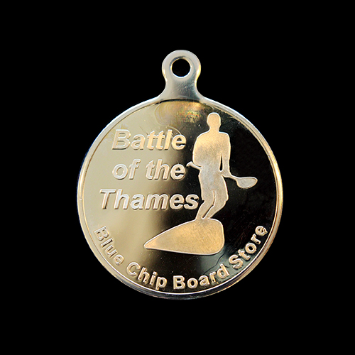 Battle of the Thames sports medals - 50mm silver minted Blue Chips windsurfing commemorative coin - Medals UK