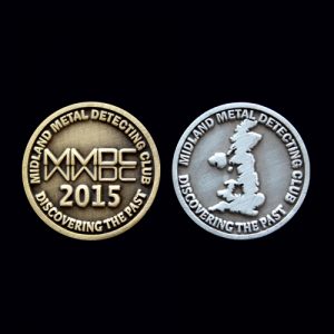 Midlands Metal Detecting Club Commemorative Coin - 20mm gold and silver antique finish commemorative sports coins - Medals UK