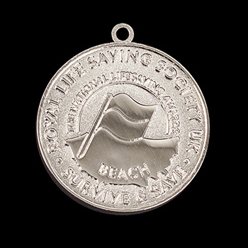 RLSS Award Medals - Custom made sports medal for RLSS Beach Awards 40mm Silver Frosted Polished Finish - by Medals UK