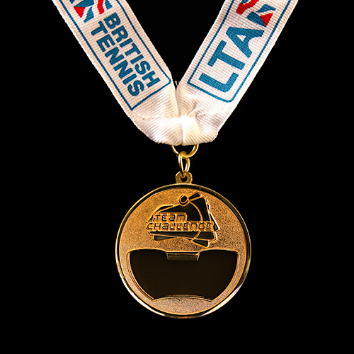 LTA Tennis Team Challenge Sports Medal is cut out cleverly and can double up as a bottle opener!