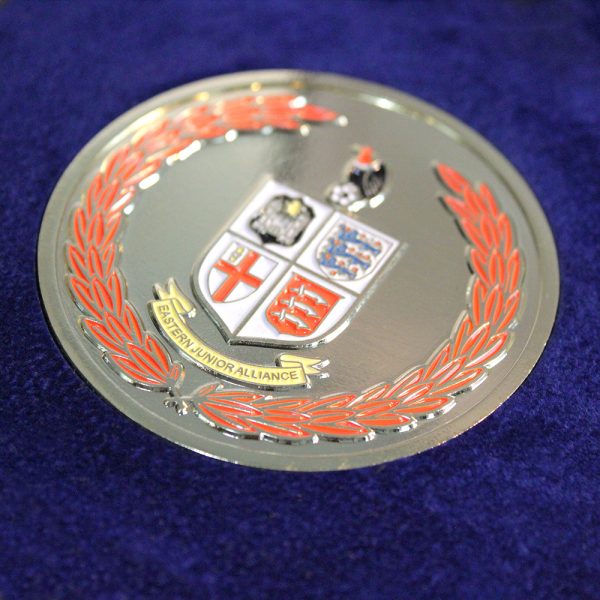 The silver enamelled Eastern Junior Alliance Football League Commemorative Medal produced by Medals UK World Cup Blog