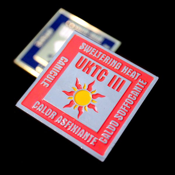 UKTC Commemorative Square Coins - 40mm Gold and Silver Enamelled in Red and Blue for UKTC III Naf Challenge